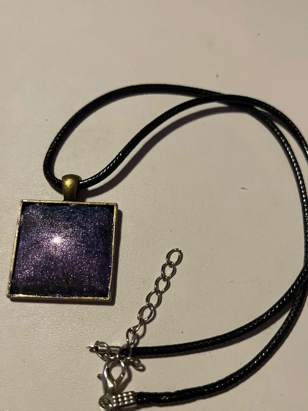 Handmade Purple Square Pendant Necklace - Unbranded